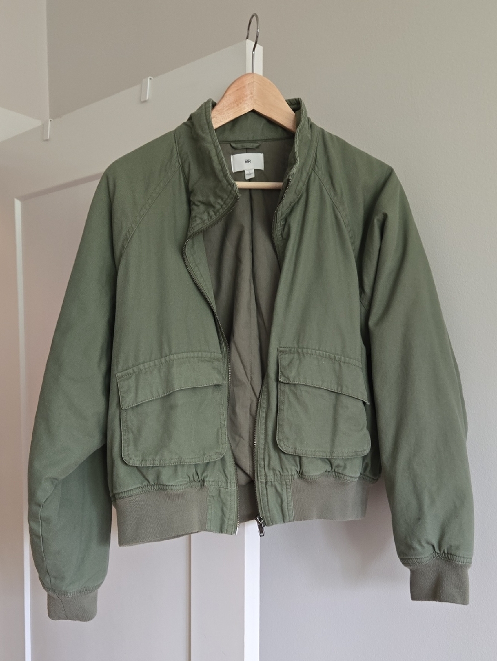BP. Nordstrom Green Cropped Bomber Puffy Cotton Cargo Jacket L Large